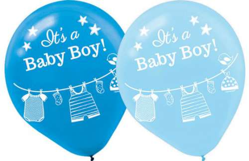 Baby Shower Boy Latex Balloons - Click Image to Close